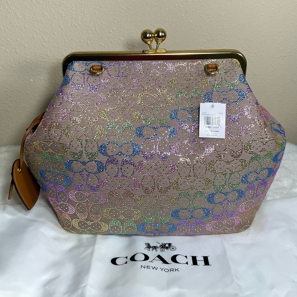 Coach Handbags - Coach Rainbow Crystal Kisslock Large Frame Bag #B22
